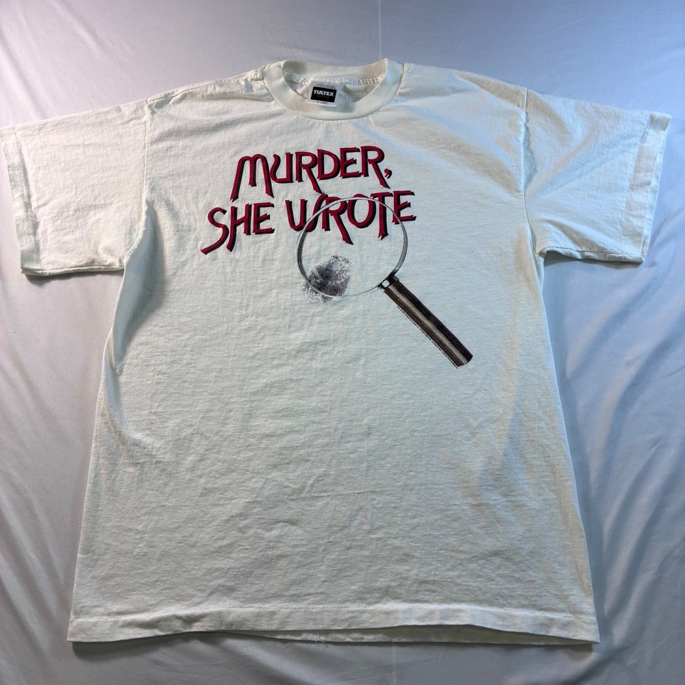 Vintage 1994 Murder She Wrote T Shirt XL White Tultex Cotton TV Promo Rare 90s